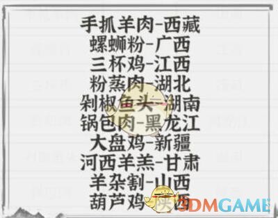 文字进化连上各省份美食一二三关怎么过关