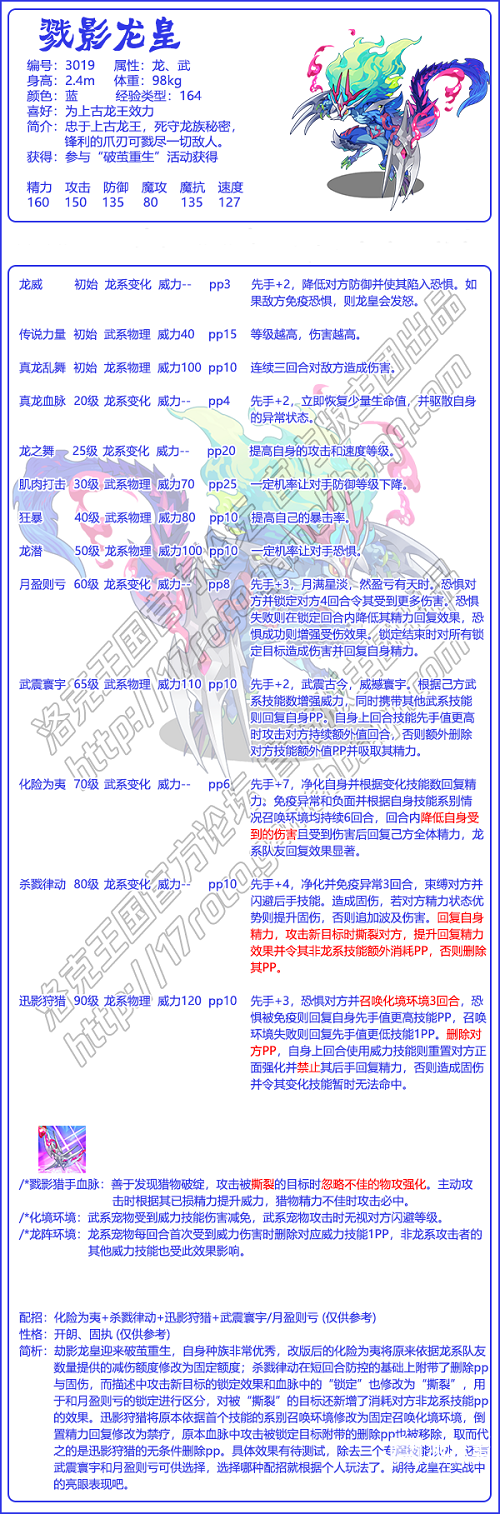 洛克王国劫影龙皇破茧重生种族值