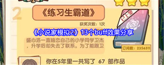 《小说家模拟2》13个buff效果分享：提升游戏体验的关键