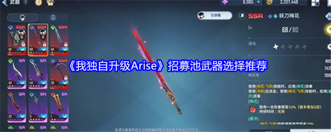 《我独自升级Arise》招募池武器选择推荐：最佳武器搭配指南